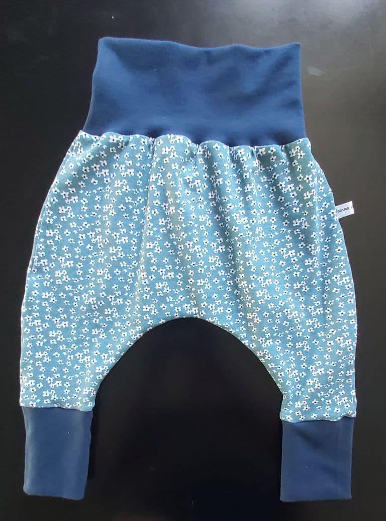 Sarouel évolutif « Fleurs bleues blanc » taille 2
