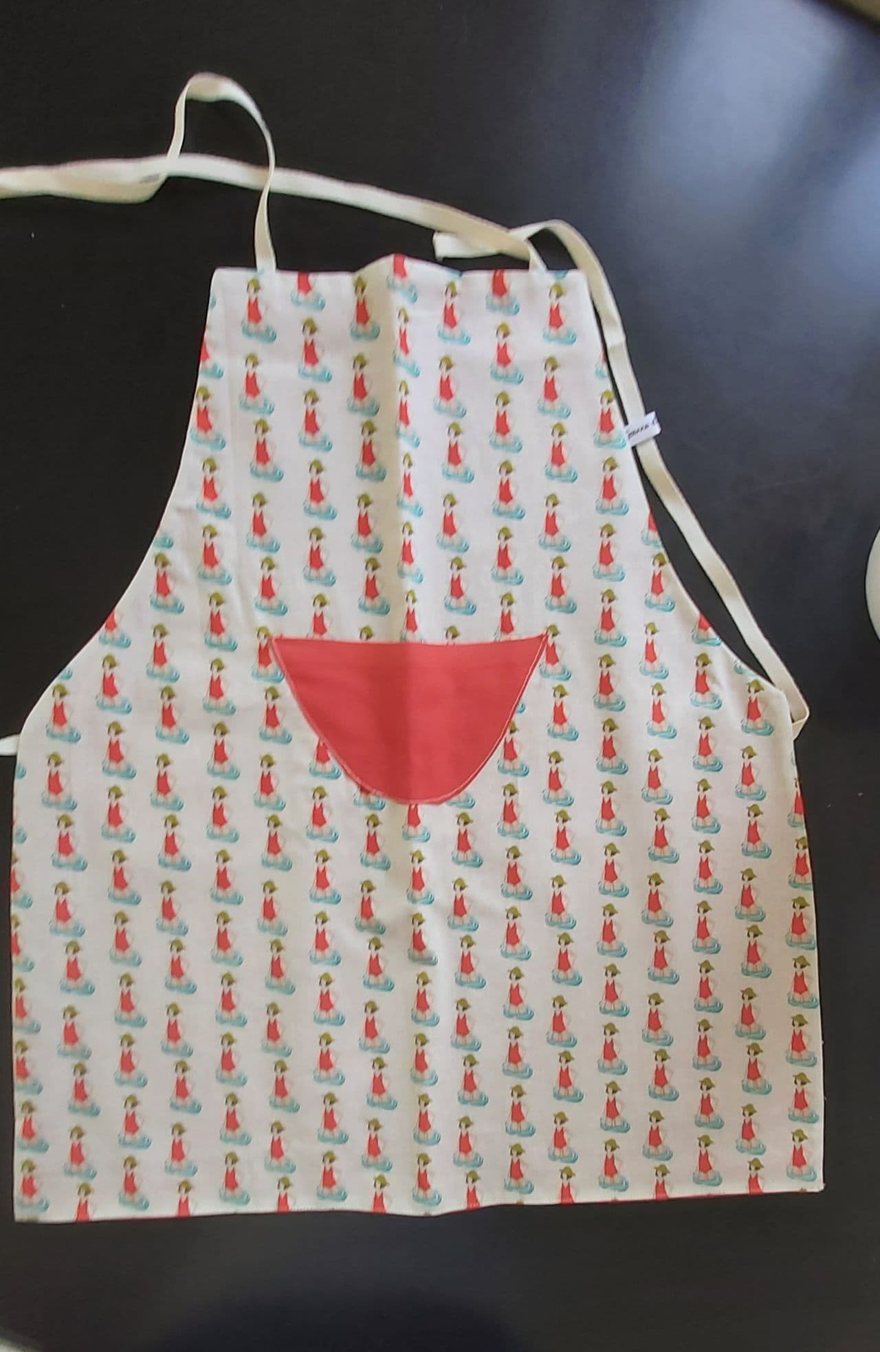 Tablier réversible coton « les nageuses » T4/8 ans